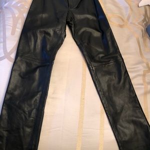 Black genuine leather pants